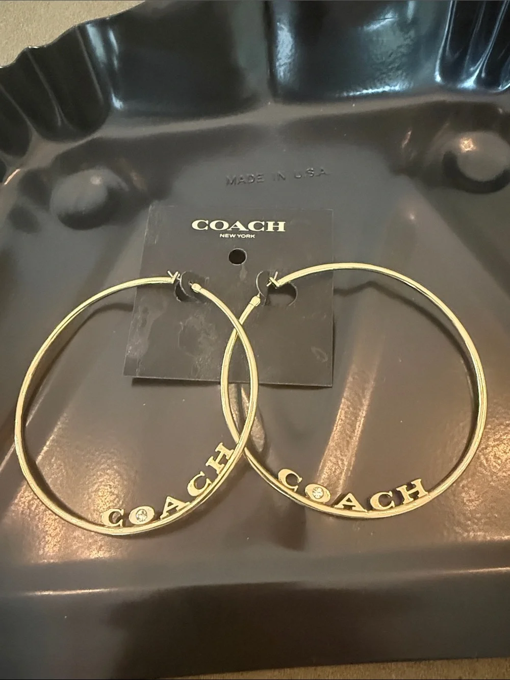 Coach Gold-Tone Logo Hoop Earrings